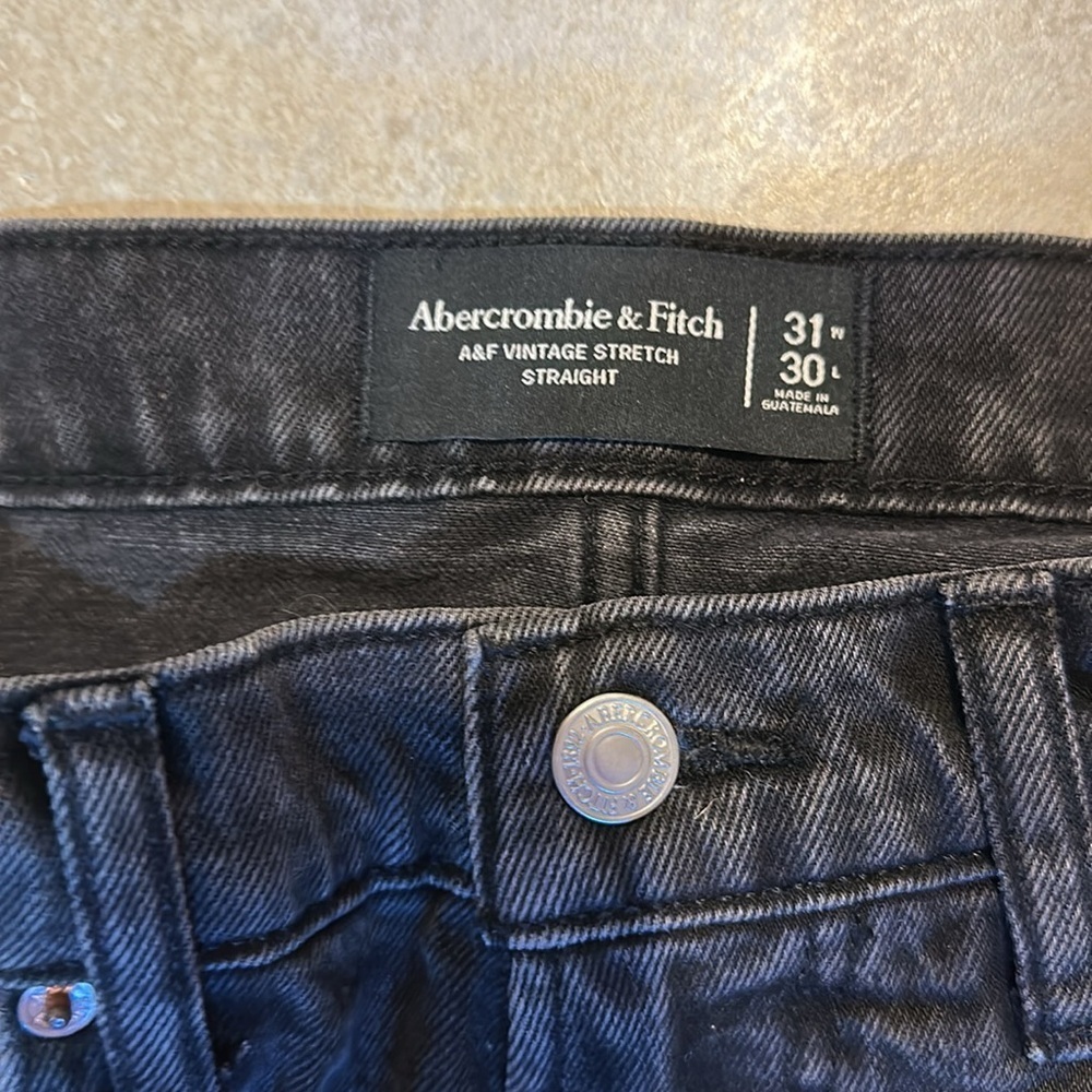 NWT! Abercrombie & Fitch Vintage Stretch Straight Jeans Washed Black 31x30 - Picture 3 of 8